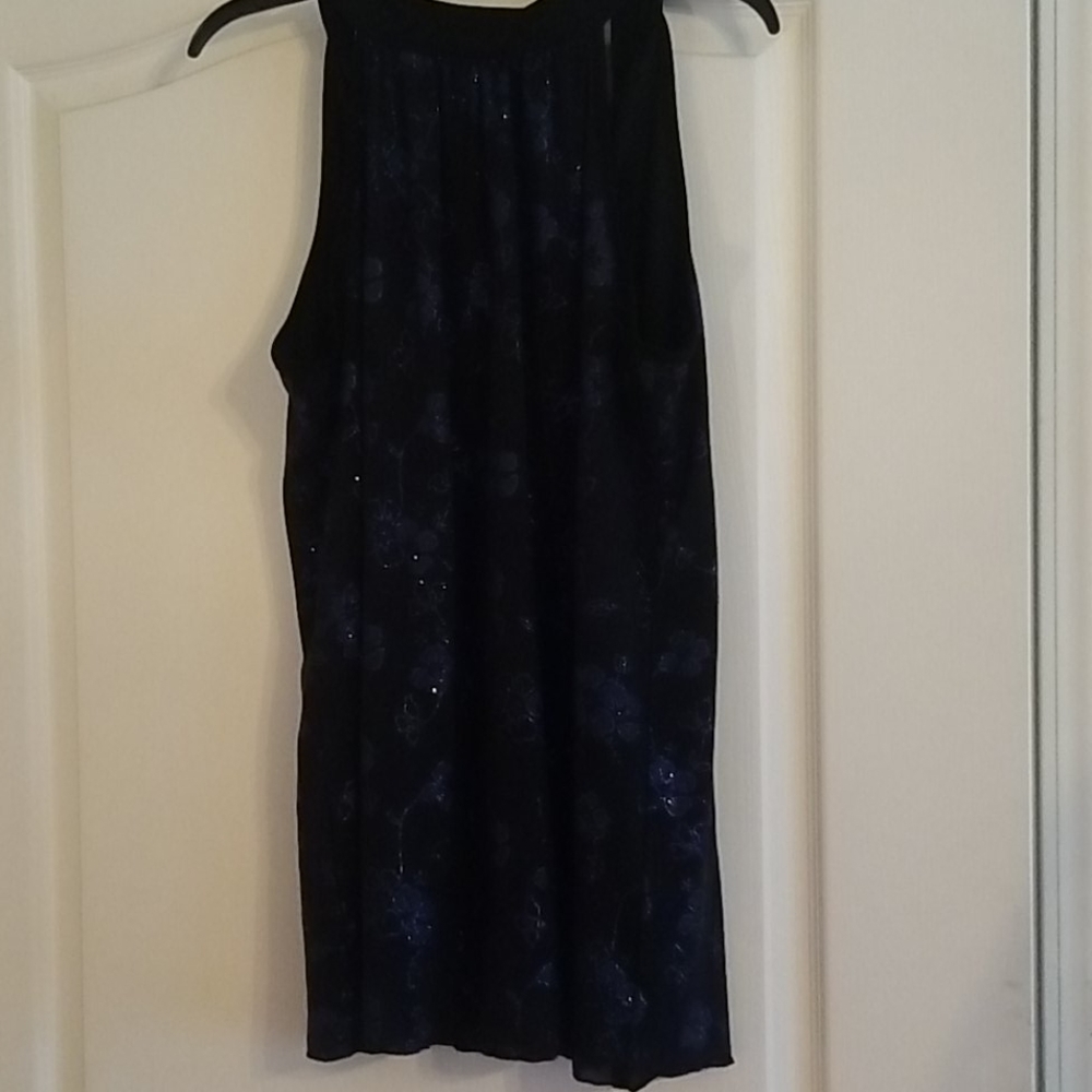 Women's (L) Black & Blue glittery tunic top/dress